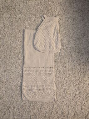Knit Halter Top And Skirt Set Cream